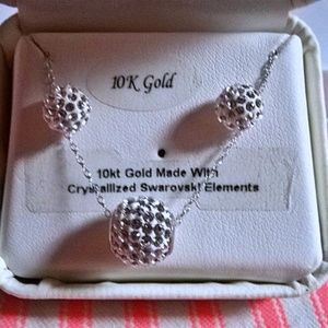 10K Gold & Swarovski Crystal Fireball Set